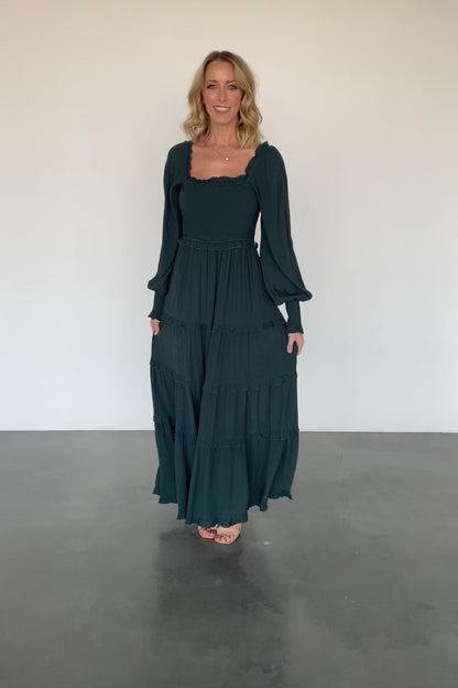 Lana Smocked Maxi Dress | Dark Green