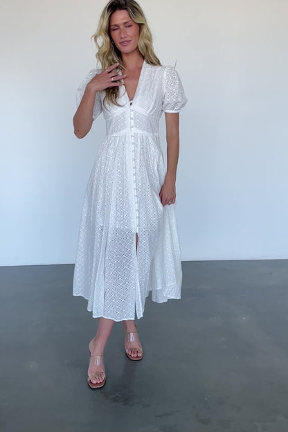 Esther Eyelet Midi Dress | Off White