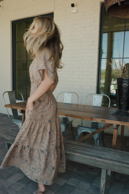 Hedda Tiered Maxi Dress | Natural + Blue Floral
