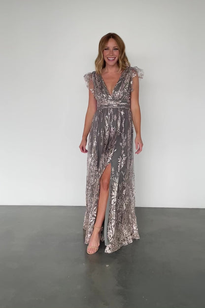 Karina Shimmer Gown | Eucalyptus + Rose Gold