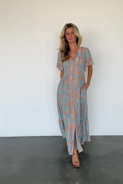 Cheryl Maxi Dress | Dusty Blue Floral