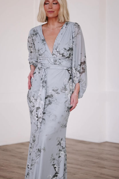 Beckham Maxi Dress | Light Blue Floral