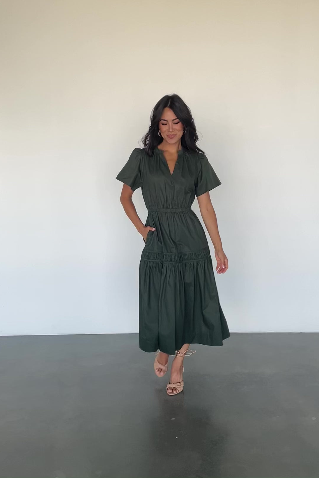 Jerrah Midi Dress — Deep Green Cotton Midi | Baltic Born