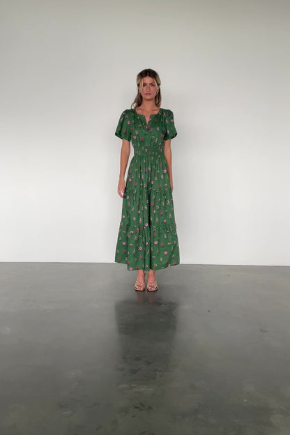 Kiana Poplin Maxi Dress | Green + Pink