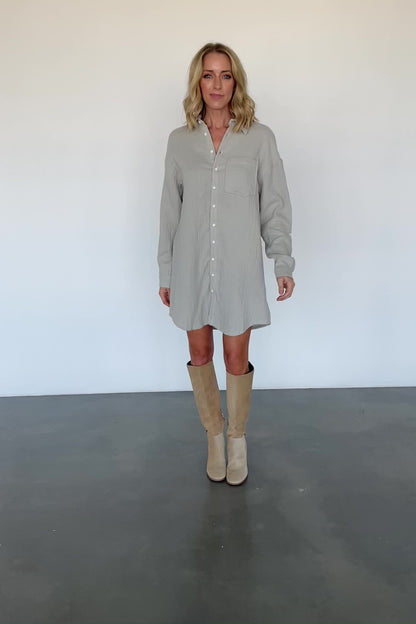 Andres Button Shirt Dress | Light Sage