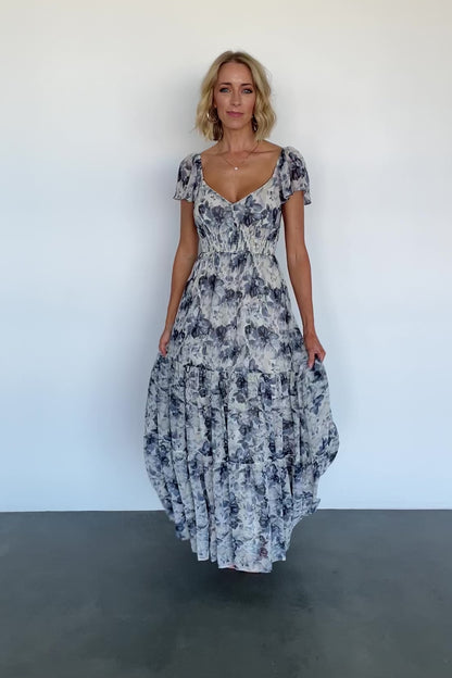 Genevive Maxi Dress | Cream + Blue Floral