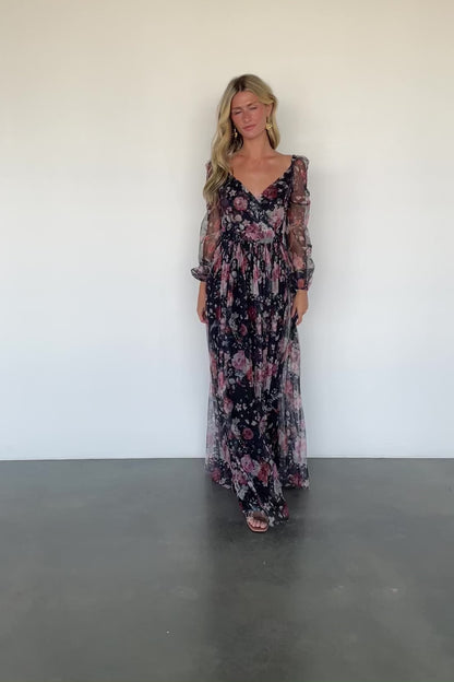 Desiree Tulle Maxi Dress | Black + Berry