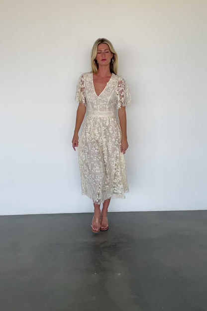 Sadie Embroidered Midi Dress | Vintage Cream