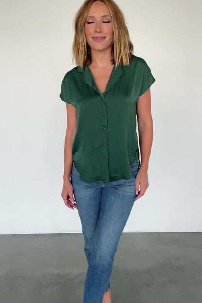 Corey Button Top | Hunter Green