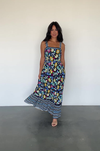 Lucia Tank Maxi Dress | Black Multi Print