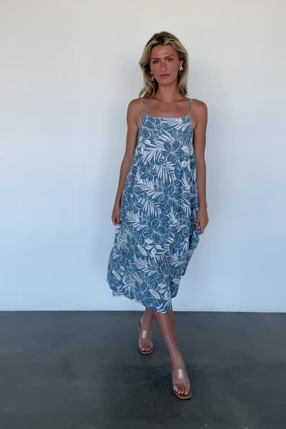 Sonora Midi Dress | Dusty Blue Print