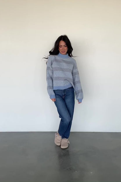 Henry Knit Sweater | Blue + Mocha