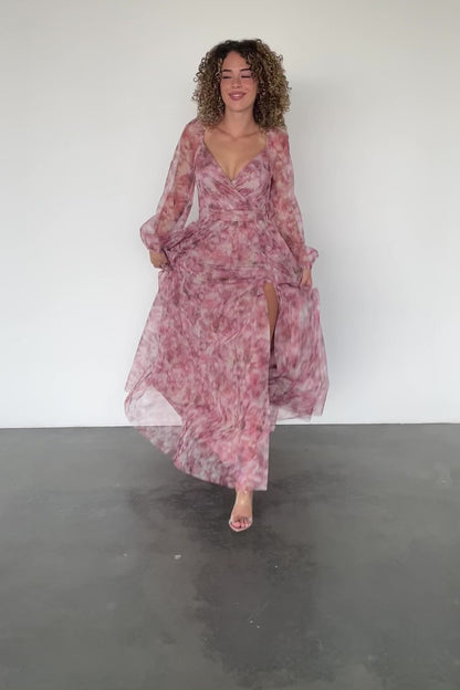 Katara Tulle Maxi Dress | Mauve Floral