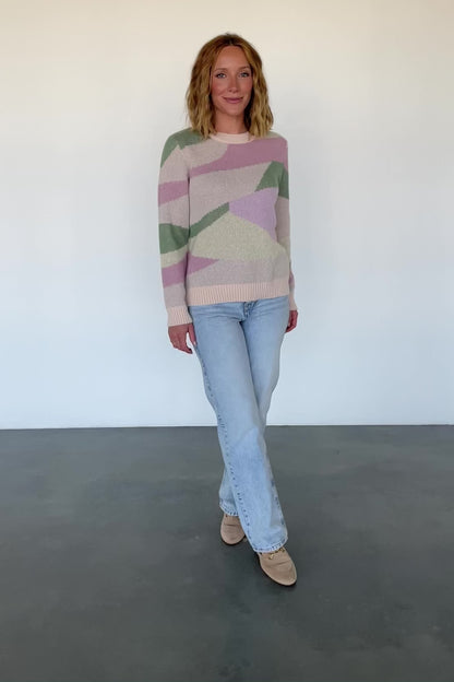 Violet Geo Sweater | Lilac + Green