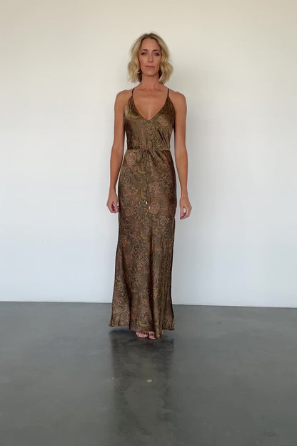 Reno Slip Maxi Dress | Brown + Olive