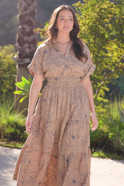 Hedda Tiered Maxi Dress | Natural + Blue Floral