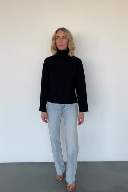 Irene Turtleneck Sweater Top | Black