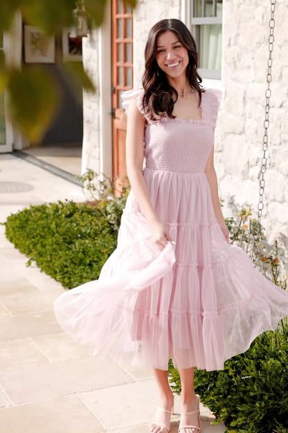 Emma Smocked Tulle Dress | Mauve