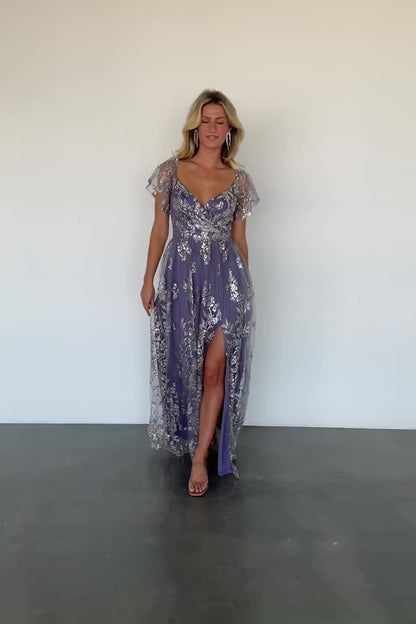 Corinne Shimmer Maxi Gown | Blue + Rose