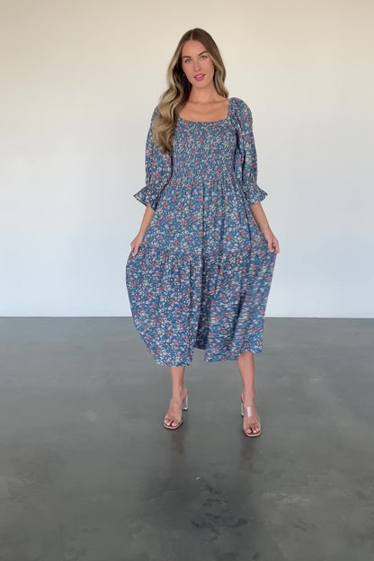 Sedona Smocked Dress | Blue Floral