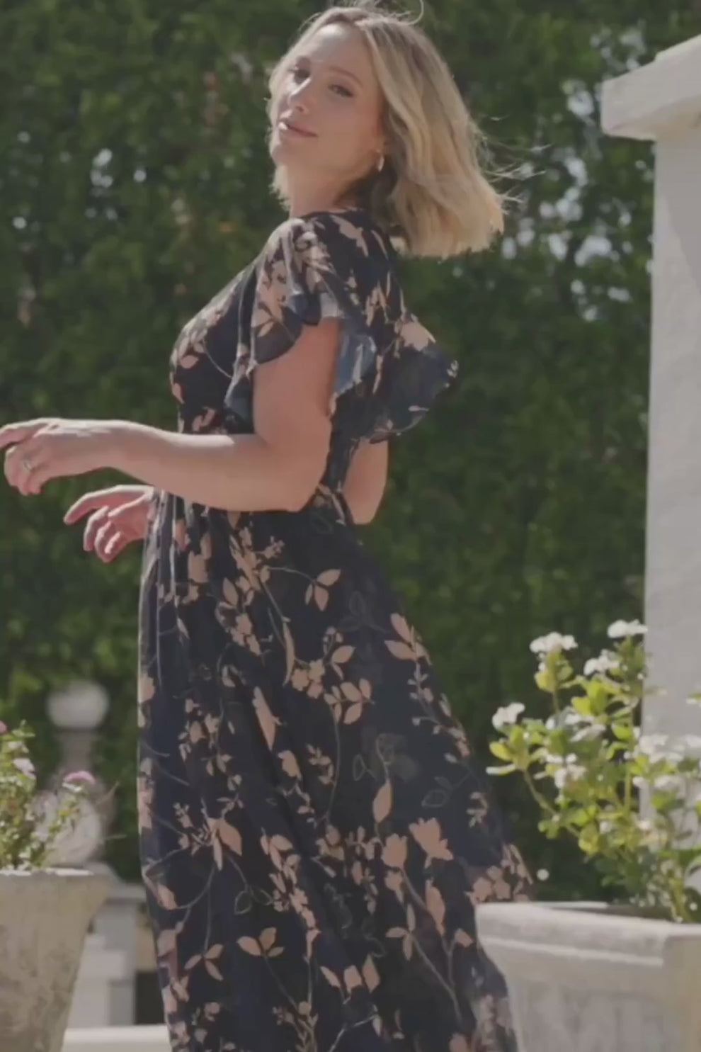 Lynlee Metallic Maxi Dress - Navy V-Neck Maxi | Baltic Born