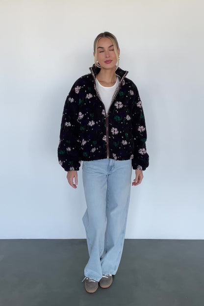 Paige Sherpa Jacket | Brown Floral