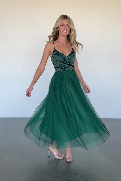 Shonda Sparkle Midi Dress | Emerald