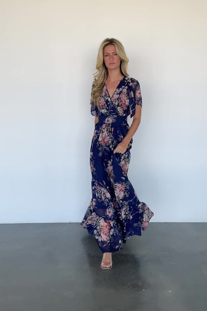 Katherine Maxi Dress | Navy + Pink Floral