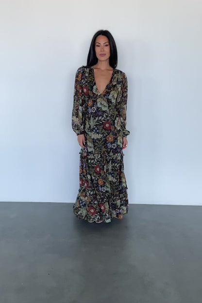 Bowman Deep V Maxi Dress | Multi Floral