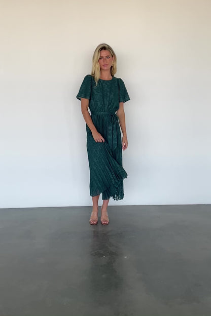 Mindy Pleated Dress | Emerald