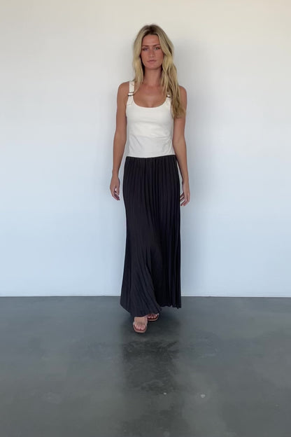 Vinny Pleated Maxi Skirt | Charcoal