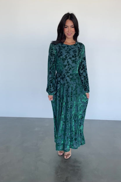 Thora Velvet Dress | Emerald Floral