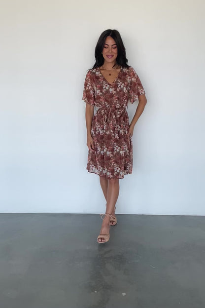 Hailey Short Dress | Rust Floral