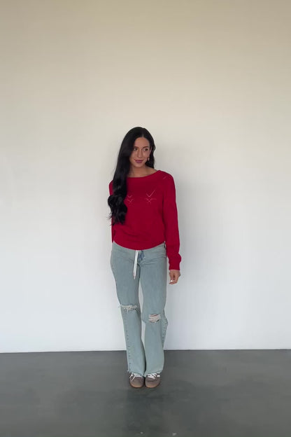 Heartfelt Sweater Top | Red