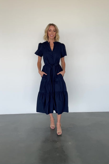 Providence Poplin Dress | Navy