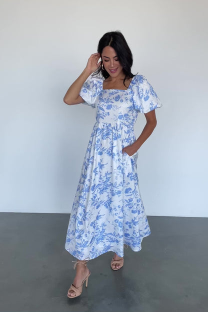 Graceland Maxi Dress | White + Blue Floral