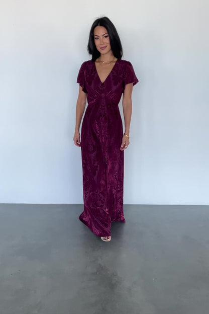 Kimberly Velvet Maxi Dress | Wine
