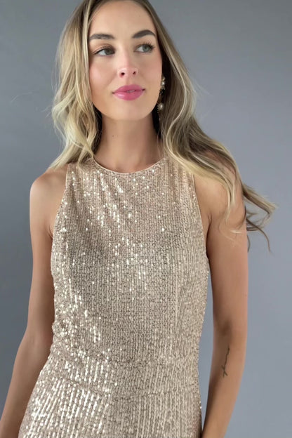 Hillary Sequin Jumpsuit | Rose Gold