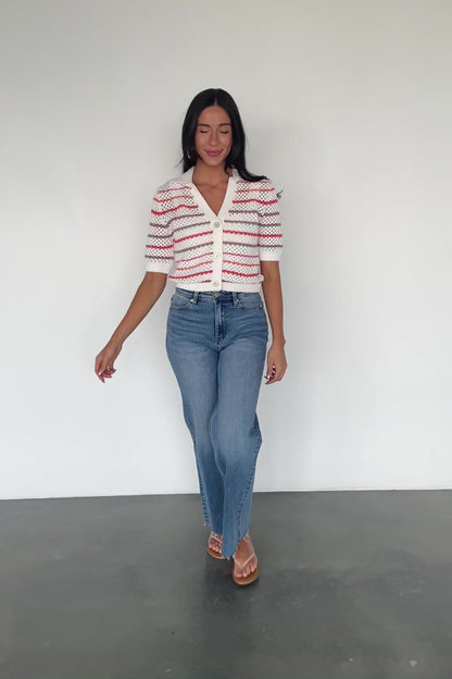 Viento Button Up Cardigan | Multi Stripe