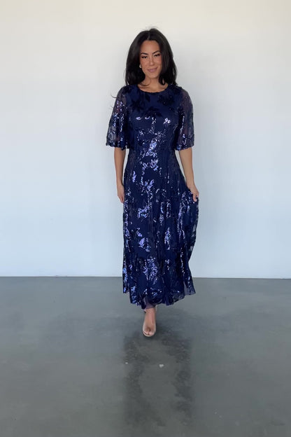 Lucy Sequin Dress | Navy