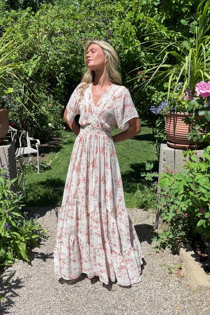 Katherine Maxi Dress | Cream + Rust Floral