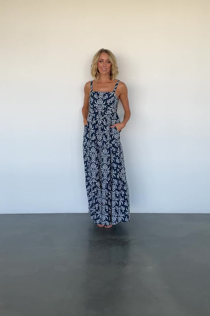 Oceanside Maxi Dress | Navy Print