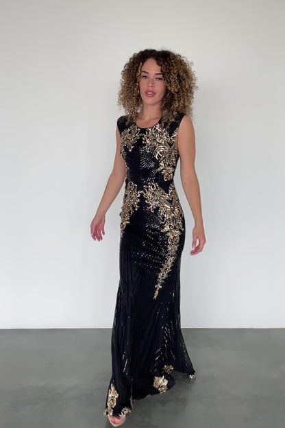 Azura Gown | Black + Gold