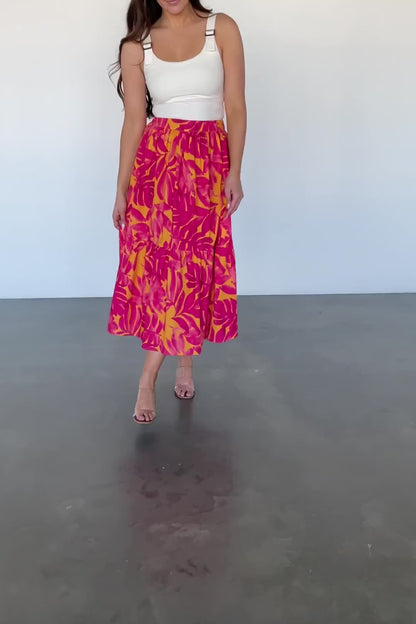 Luana Tiered Skirt | Orange + Fuchsia