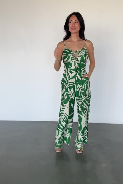 Linda Jumpsuit | Green Print