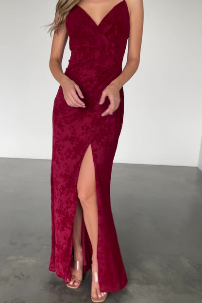 Ayesha Fitted Gown | Burgundy