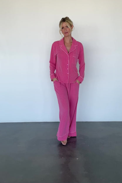 Eloise Ribbed Pajama Set | Pink
