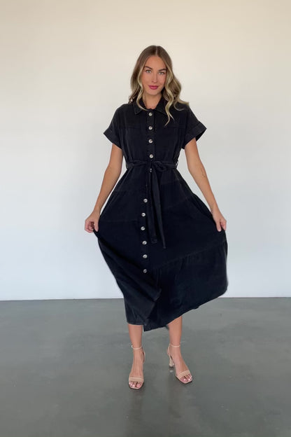 Logan Button Up Dress | Black