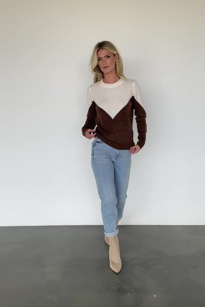 Tanner Sweater | Ivory + Brown