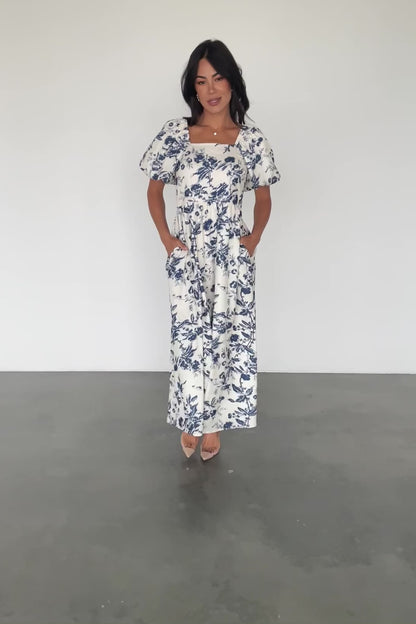 Graceland Maxi Dress | Cream + Navy Floral